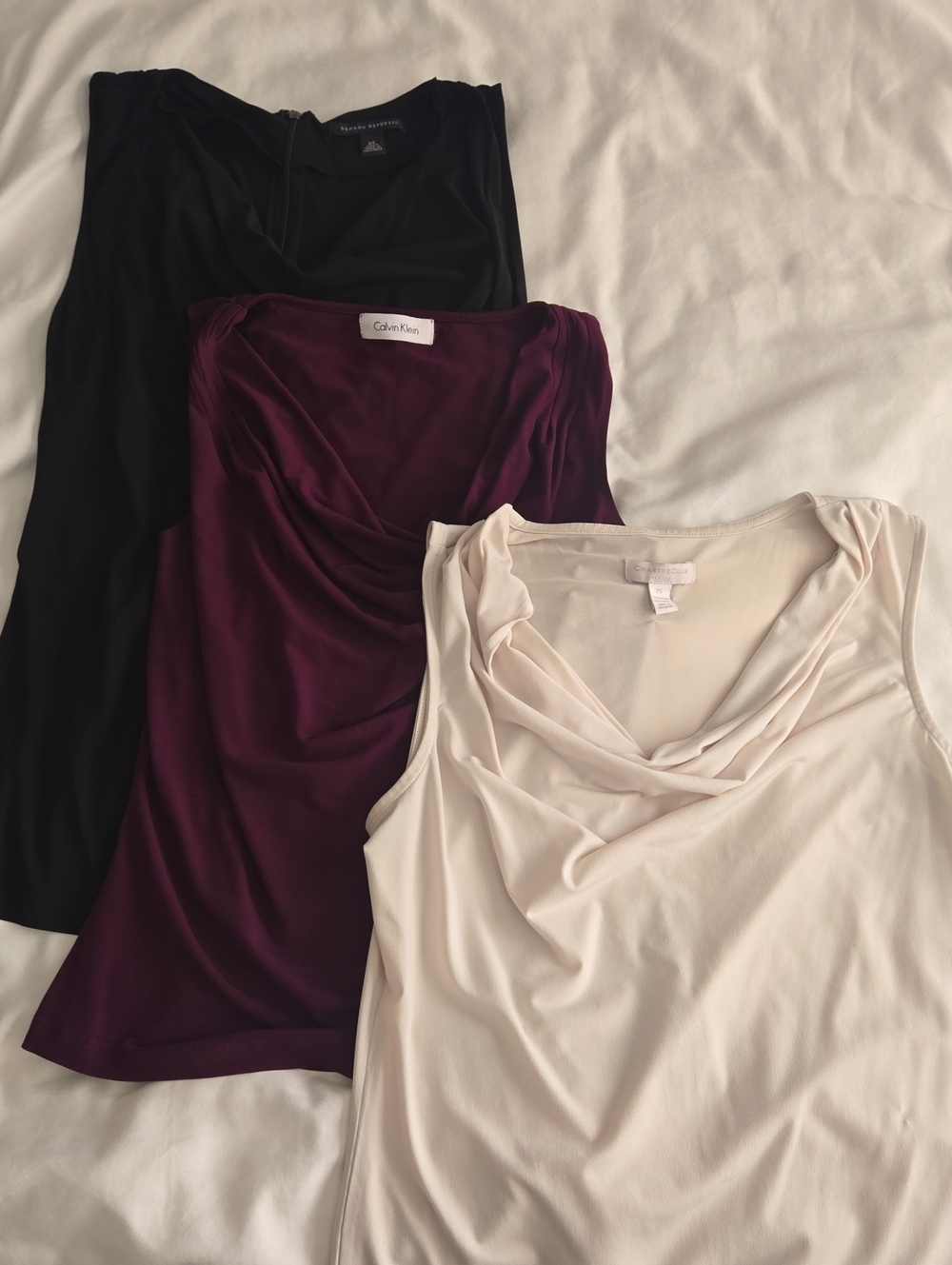 Lot Of 3 Women Casual Sleeveless Draped Neckline Top
